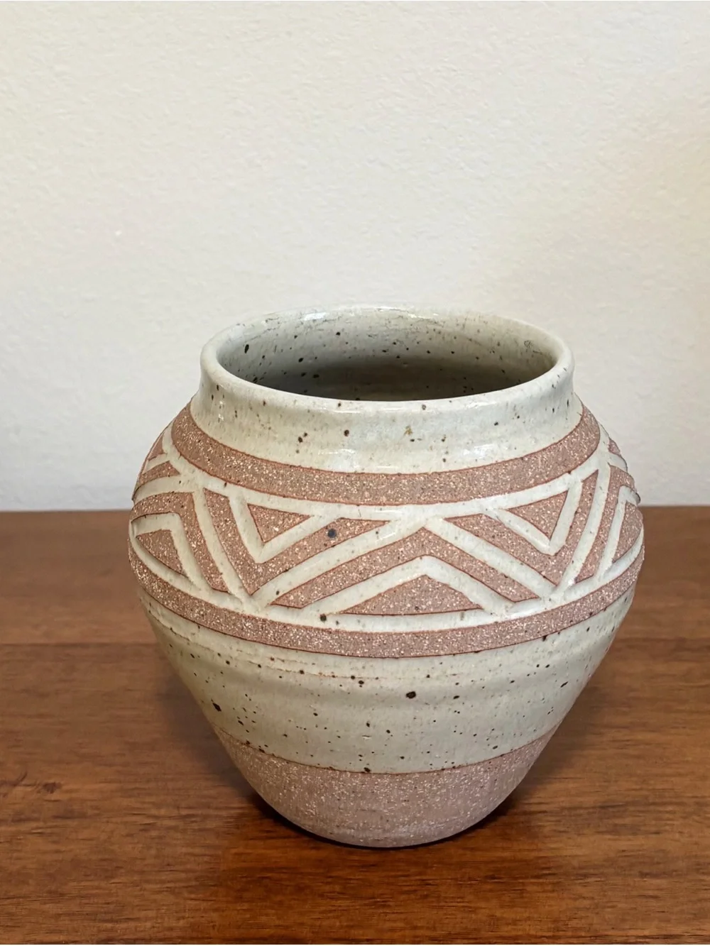 Vintage Southwestern Speckled Glazed Stoneware Studio Pottery Vase 6” Tall